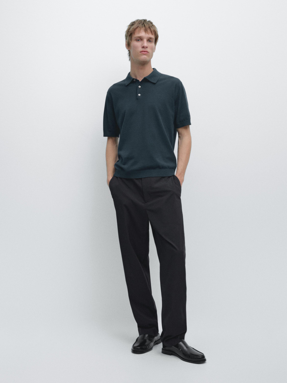 Massimo Dutti Поло из 100% хлопка, синий