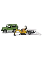 Внедорожник Land Rover Defender с прицепом и экскаватором