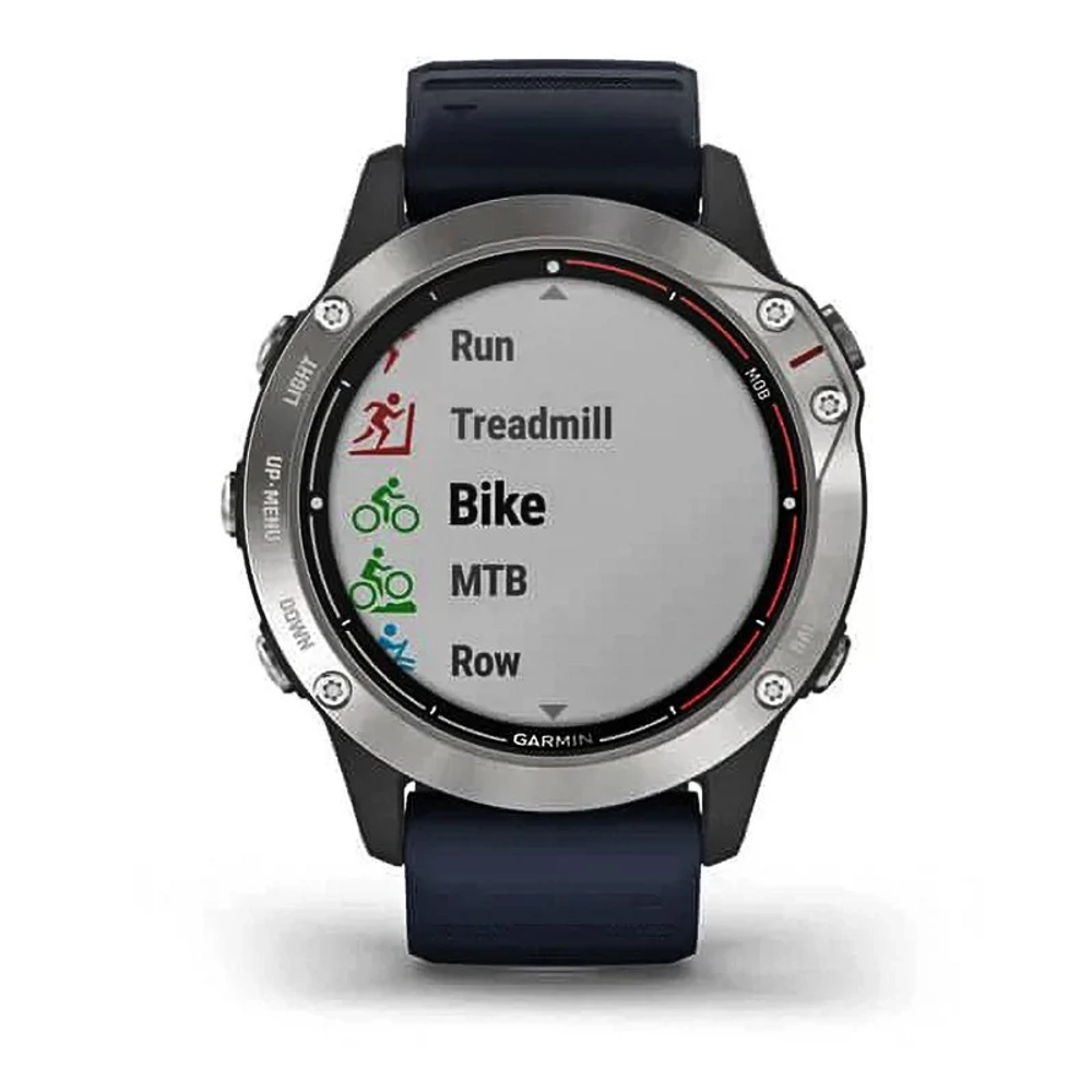 Смарт-часы Garmin Quatix 6 серые с синим ремешком 010-02158-91
