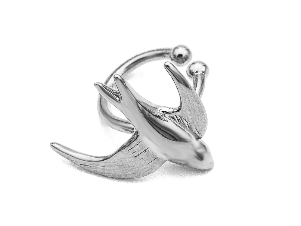 Кафф Ласточка 12мм, цвет серебро