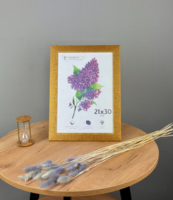 Фоторамка пластиковая 21х30 см, золотой, фактура трещины, арт. 2130.677203