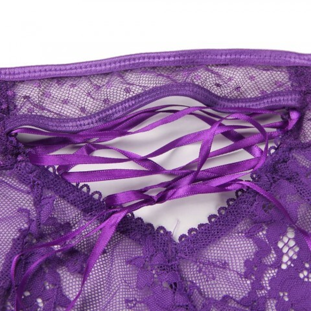 Трусики на высокой посадке Lace Strappy, лиловые, XL-2XL