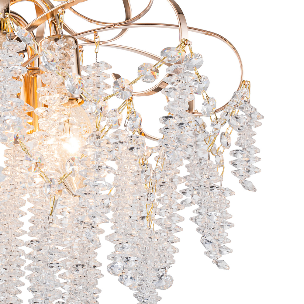 Подвесной светильник 5х40Вт E14, металл/хрусталь, золото/прозрачный