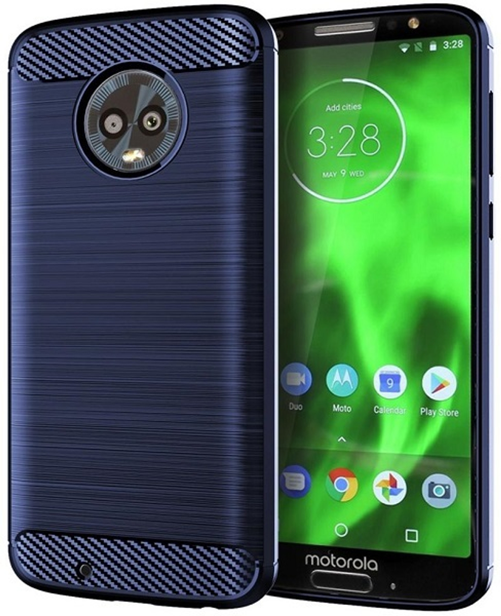 Чехол для Motorola Moto G6 цвет Blue (синий), серия Carbon от Caseport