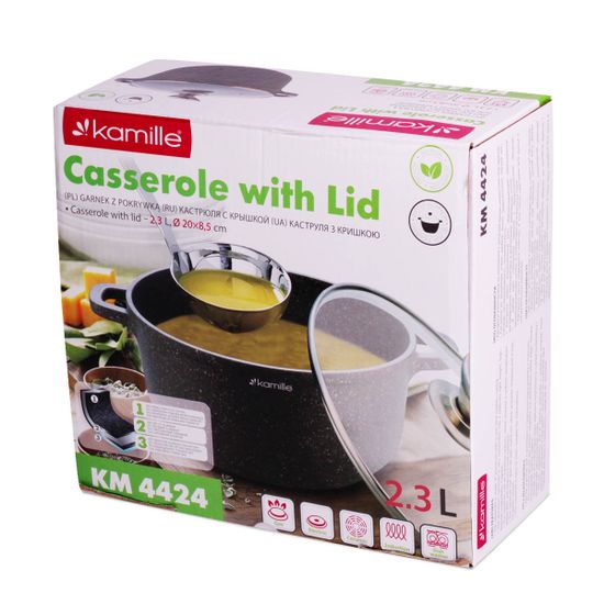 Кастрюля 2,3 л. из литого алюминия Kamille КМ 4424 с мраморным покрытием