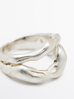 Massimo Dutti Металлическое кольцо абстрактной формы, серебряный
