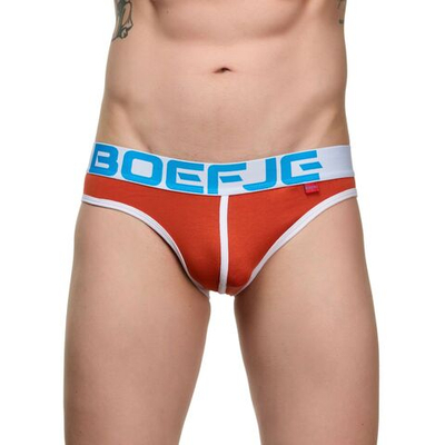 Оранжевые мужские трусы-слипы с провокационной надписью на задней части (Размер: M) (Цвет: оранжевый)
