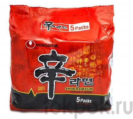 Лапша рамен cо вкусом грибов, острая Nongshim, упаковка 5 шт х 120 гр