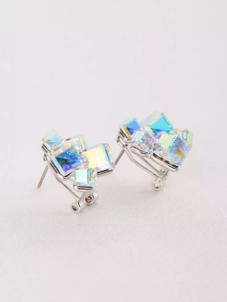 Серьги гроздья Мираж с кубиками-хамелеонами Swarovski