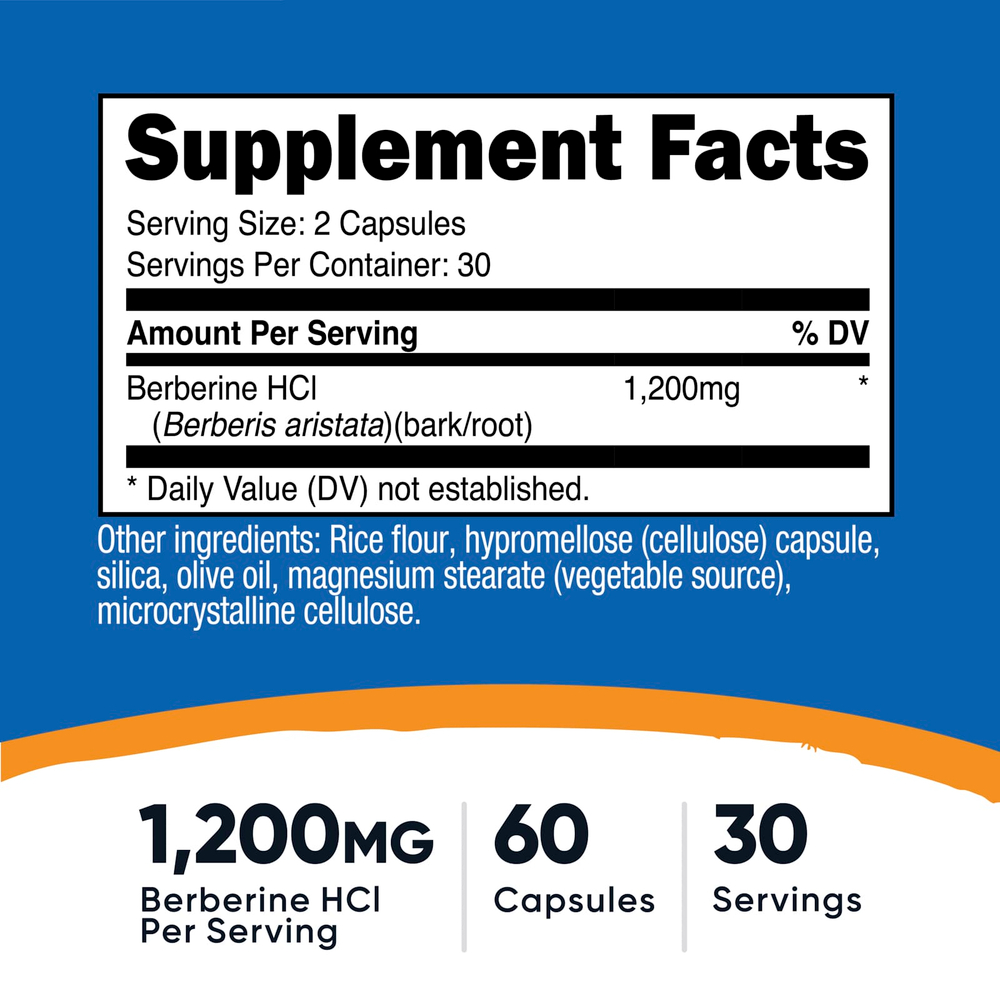 Nutricost, Берберин, 60 капсул (600 мг в каждой капсуле)