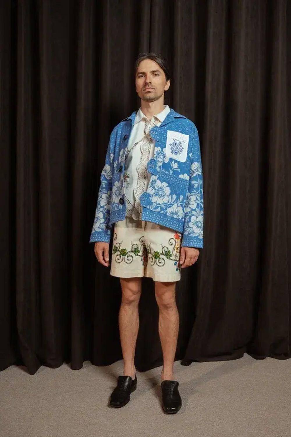 Купить Куртка Soeurs Утепленная с Кружевным Карманом синяя Куртка Soeurs Утепленная с Кружевным Карманом синяя