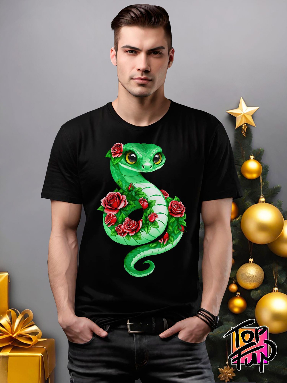 Футболка Зеленая милая змейка