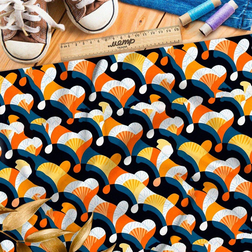 Ткань премиум шелк искусственный Армани кристальные переклички