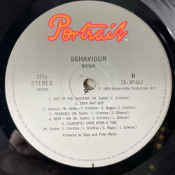 Винтажная виниловая пластинка LP Saga Behaviour (Япония 1985) (Без Оби)