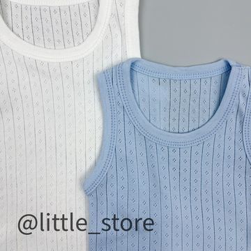 Боди-маечки ажурные, Голубой/белый
