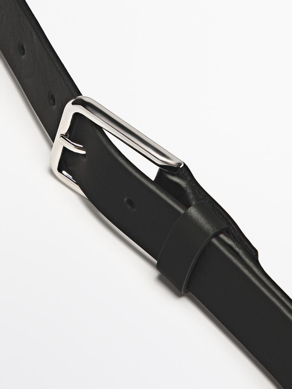 Massimo Dutti Ремень из мягкой кожи наппа, черный