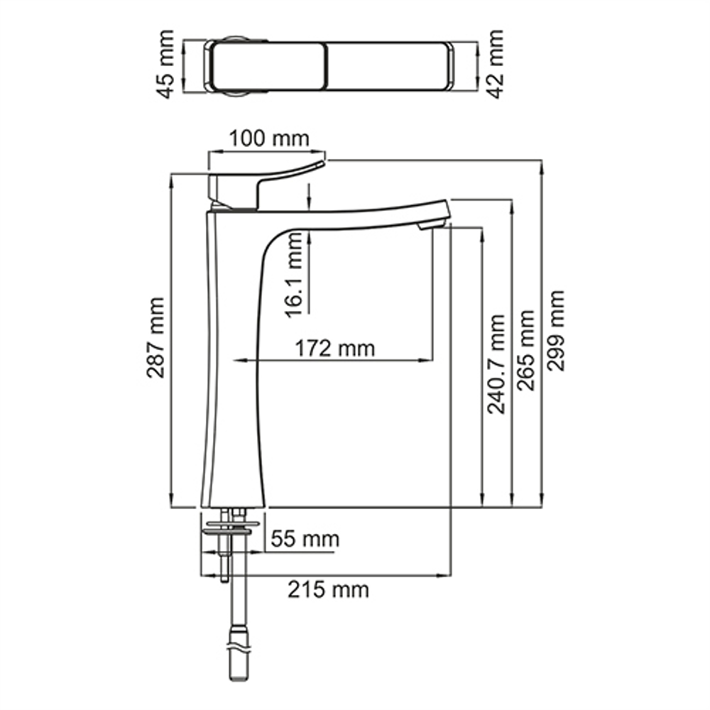 Aller 1063H Смеситель для раковины WasserKraft