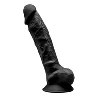 Черный фаллоимитатор 20см на присоске с мошенкой SilexD Premium Silicone Dildo 8" Model 1