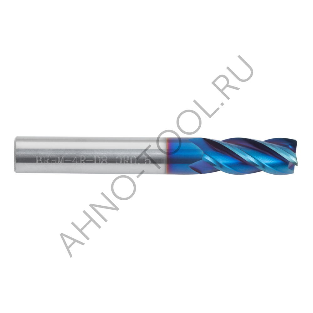 Фреза твердосплавная   8мм (L=60, l=20, хв=8) Z4 35° по закаленной стали, с радиусной фаской BRHM-4R-D8.0R0.5 AHNO