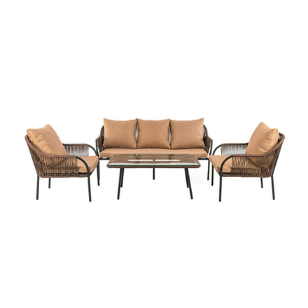 Комплект садовой мебели Alfart Nuar3 Лаунж (2 кресла, 1 диван, 1 стол), черный/коричневый