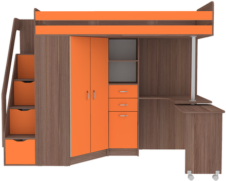 Кровать-чердак КарИВи Мийа Бодего Темный Оранжевый