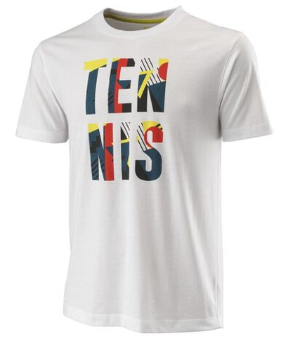 Мужская теннисная футболка Wilson Stacked Tennis Tech Tee M - white