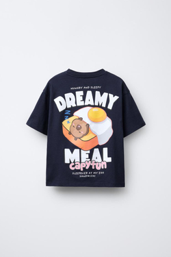 ZARA ФУТБОЛКА С ПРИНТОМ «КАПИБАРА КАПИФАН» ©, МОРСКОЙ СИНИЙ