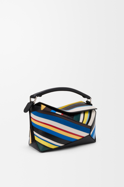 Loewe Сумка Stripes Small Puzzle Edge из телячьей кожи наппа, замши и кожи ящерицы, разноцветный