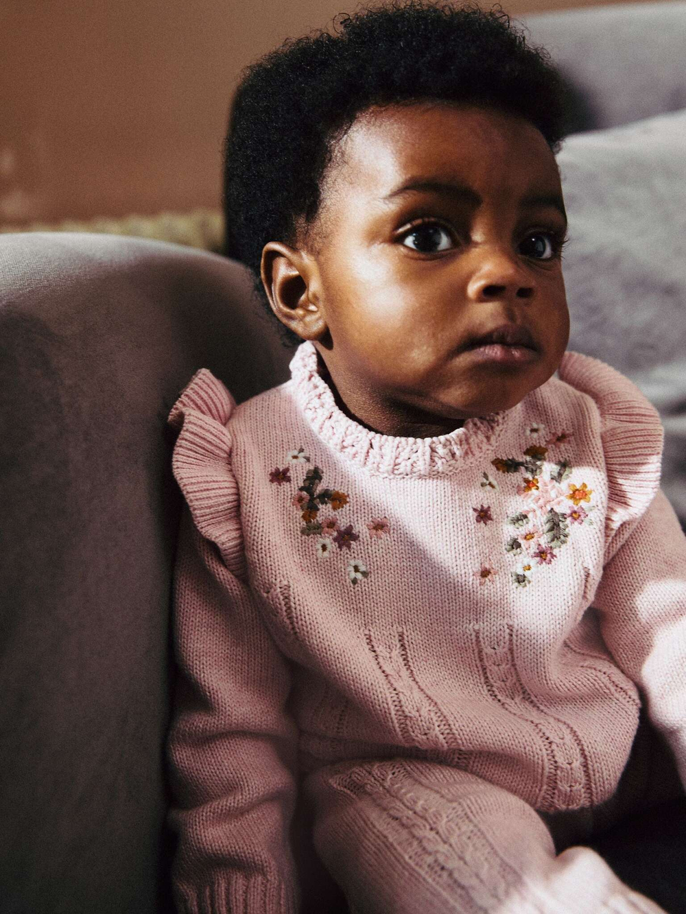 Вязаные свитер и легинсы в комплекте для девочки Next Q94-812, Розовый