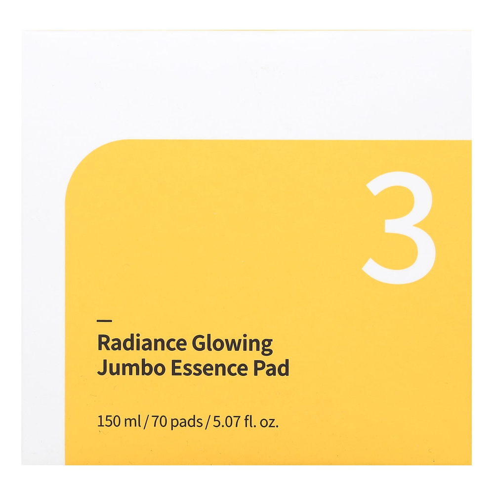 Numbuzin, No 3 Radiance Glowing Jumbo Essence Pad, 70 шт., 150 мл (5,07 жидк. унции)
