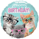 Фольгированная фигура, круг, HB Котята в очках,18"/45CM