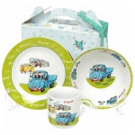 Набор посуды из керамики 3 предмета «Синий грузовик» (тарелка 17.5см, салатник 15см, кружка 230мл), Daniks, C425