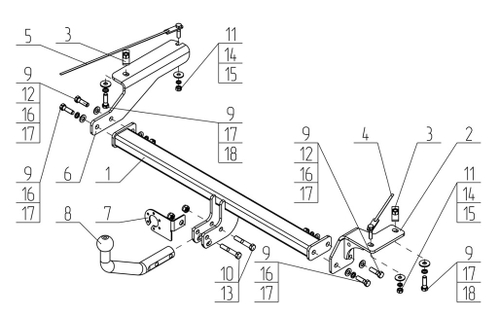 Фаркоп для JAC JS4, Москвич 3 2022- (без электрики) (паспорт и сертификат) AvtoS.JC03