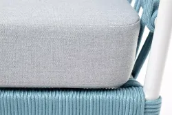 "Диего" кресло плетеное из роупа, каркас алюминий светло-серый (RAL7035) муар, роуп бирюзовый круглый, ткань светло-серая