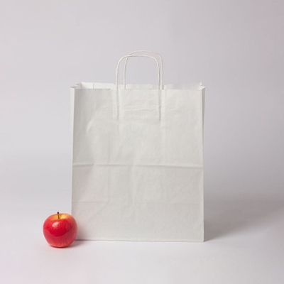 Пакет 32х37х20, белый, крафт, ручка крученая