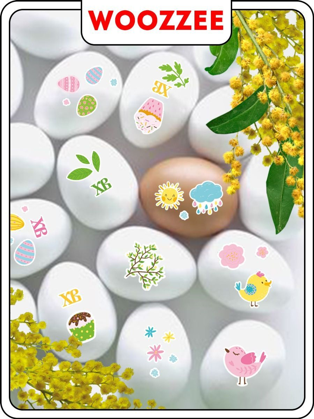 Наклейки-стикеры "На Пасху Детские - Розовый зайчик"