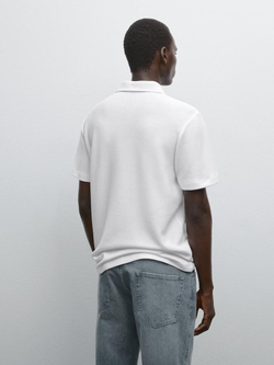 Massimo Dutti Футболка-поло с коротким рукавом, белый