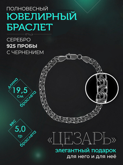 Silver Moon Браслет Цезарь серебряный черненый, ширина 4 мм