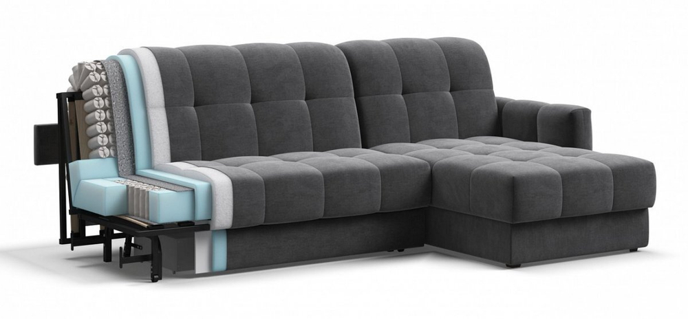 Угловой диван Босс Слип 160 Велюр Монолит серый