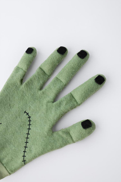 ZARA ПЕРЧАТКИ КОСТЮМ ФРАНКЕНШТЕЙНА, ЗЕЛЕНЫЙ
