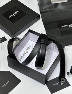 Женский ремень Yves Saint Laurent черный кожаный