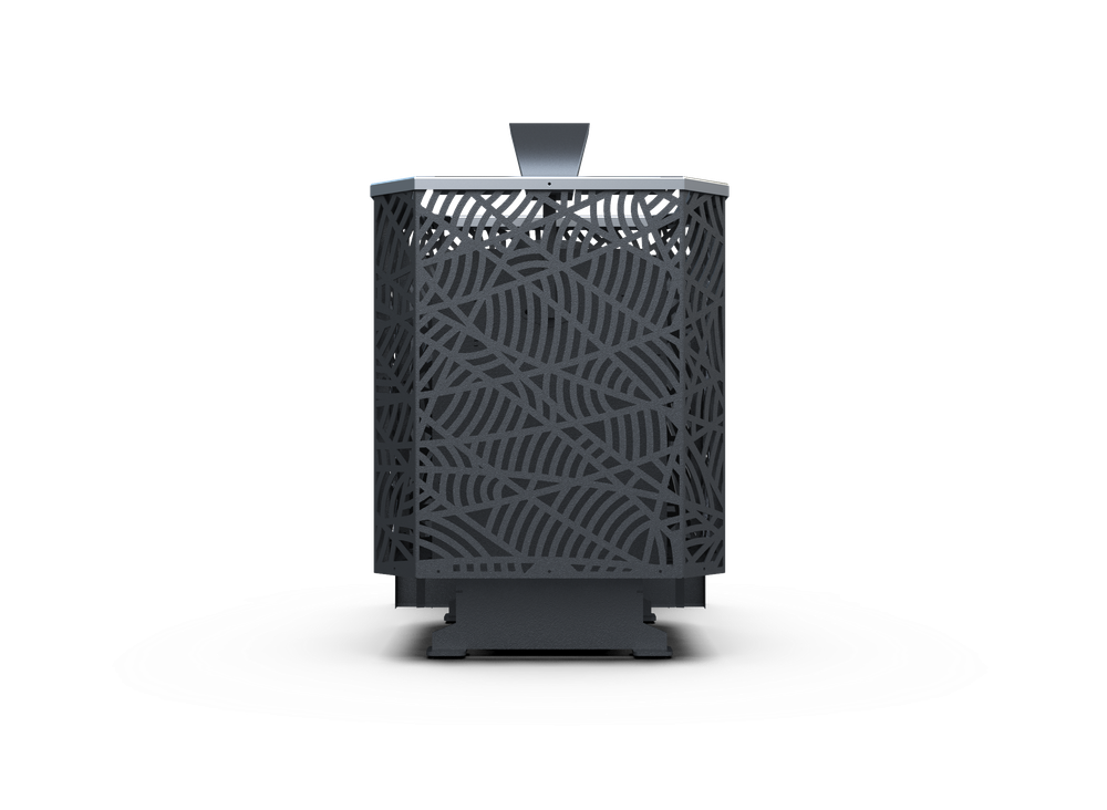 Банная печь Душа- 15 Сетка Модерн Закрытая Каменка панорама 8мм