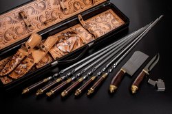 Подарочный набор шампуров в кейсе "Волк №2"