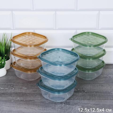 Контейнер квадратный 3 штуки 500 мл /P8/ уп 126 /12,5х4 см