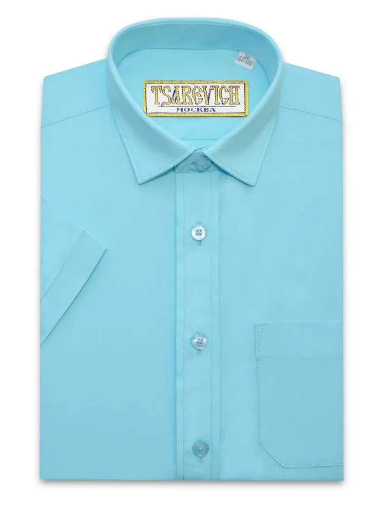 Бирюзовая сорочка с коротким рукавом TSAREVICH
