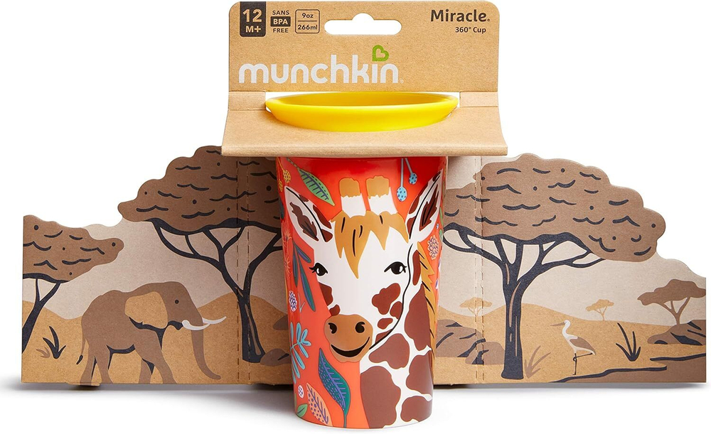 Munchkin поильник-непроливайка MIRACLE 360° WildLove Жираф 266мл. 12+ 51835