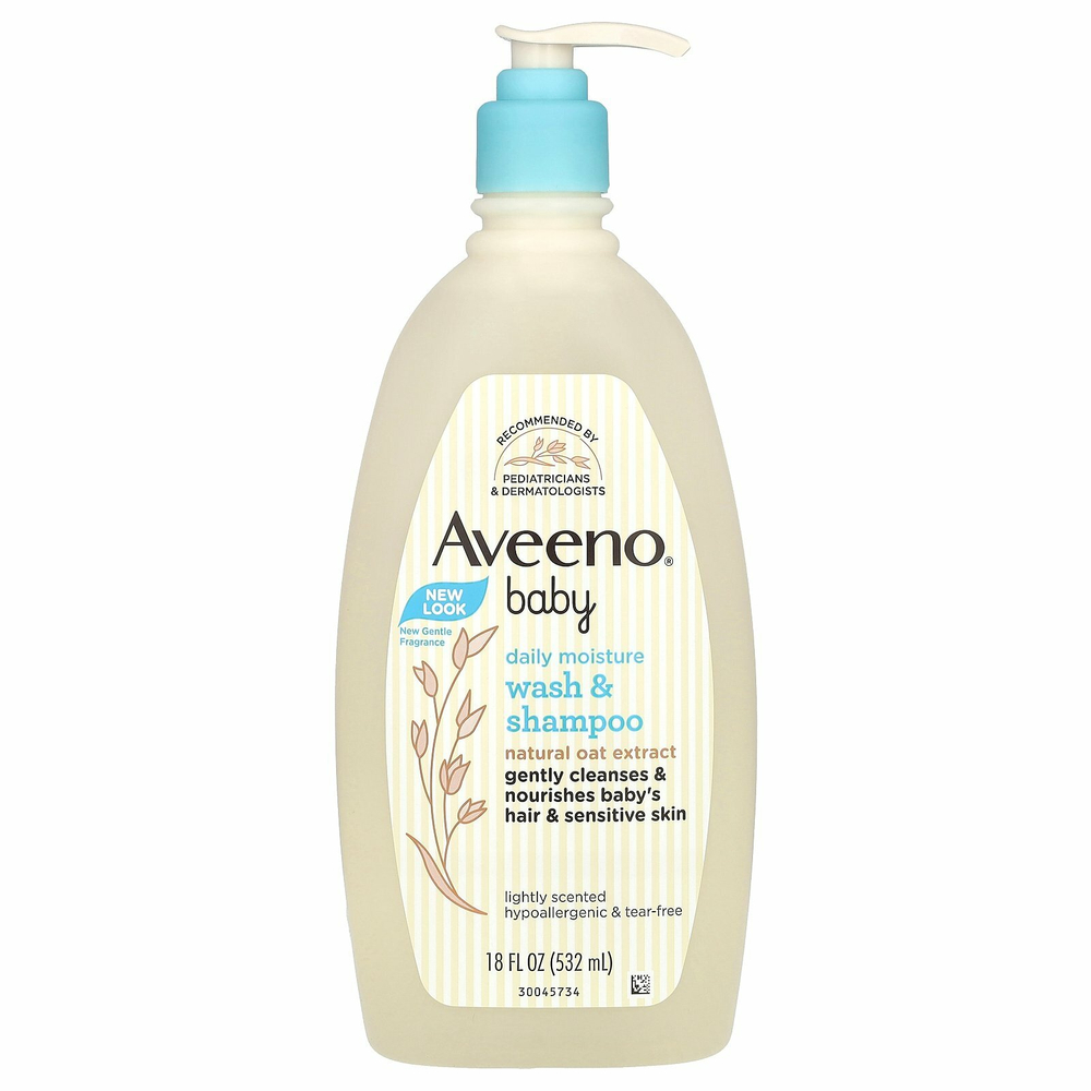 Aveeno, детское увлажняющее средство для мытья тела и шампунь, с легким запахом, 532 мл (18 жидк. унций)