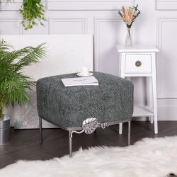 Банкетка Monstera Deliciosa (Монстера) Квадро Лазурный Античное серебро