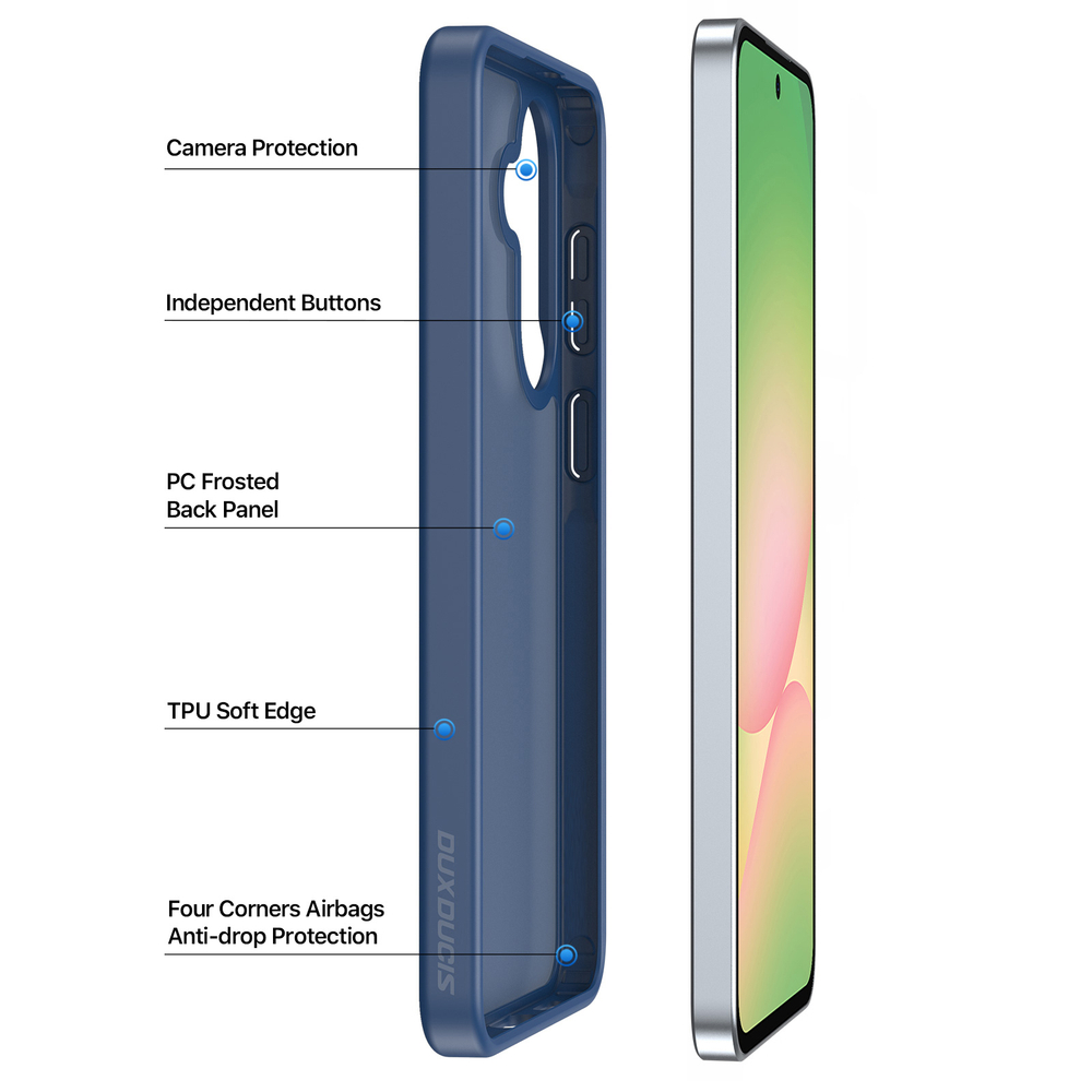 Чехол матовый полупрозрачный темно-синего цвета для Samsung Galaxy A37, A36 и A56, серия Yind Series от Dux Ducis