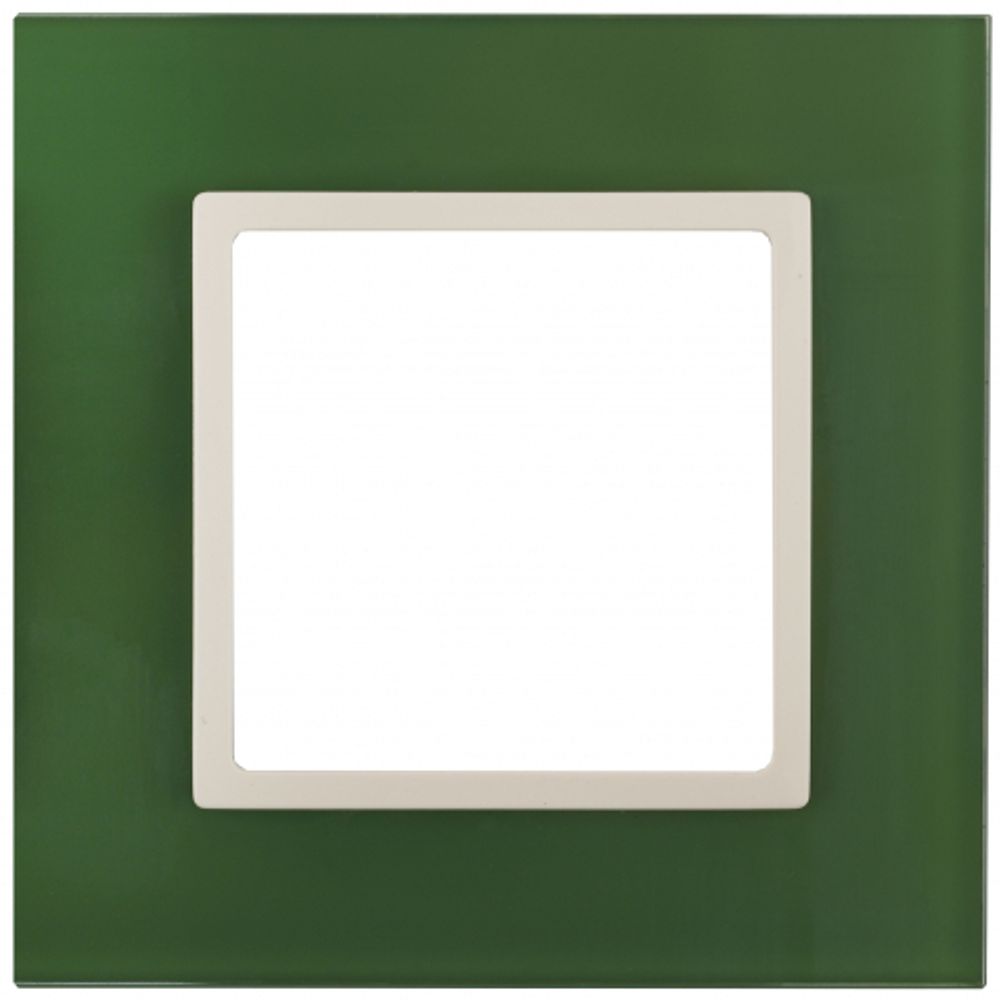14-5101-27 ЭРА Рамка на 1 пост, стекло, Эра Elegance, зелёный+сл.кость
